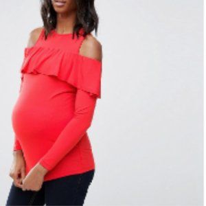 Asos Cold Shoulder Ruffle Maternity Top